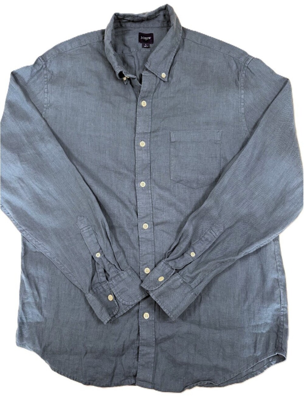 J. Crew Men's Long Sleeve Linen Shirt Large Blue Chambray